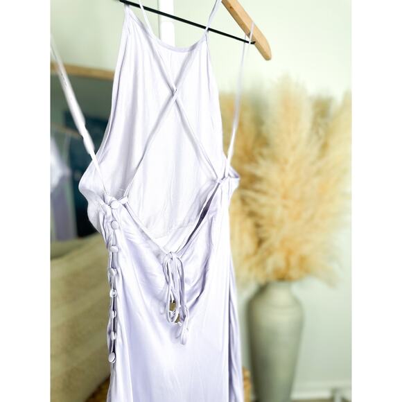 NWT Zara Mini Slip Dress Small Purple Lilac Silky Strappy Halter Open Back - Picture 10 of 11